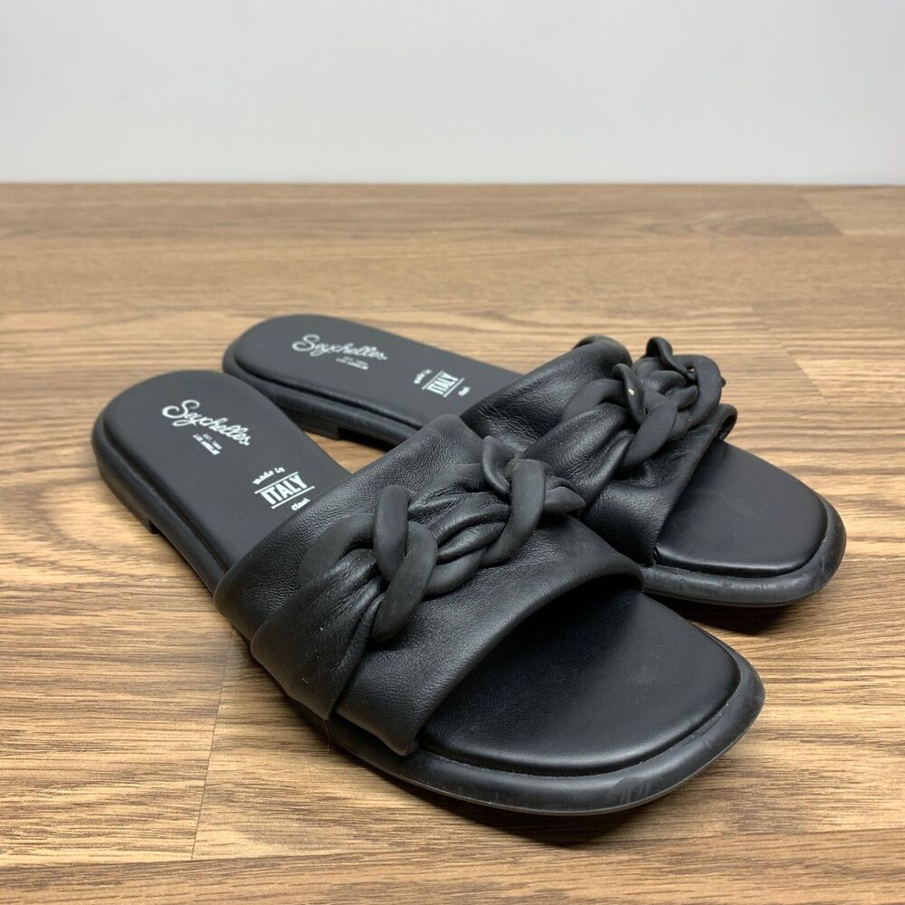Seychelles Women's Tulum Slide Sandal Leather Black Size 8.5